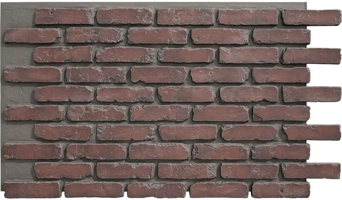 EverStone Aged Brick Faux Brick Panel, 46 7/8"W x 27"H x 1 1/4"D, Stratus Color by EkenaMillwork