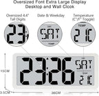 TXL 14.2" Large Digital Day Wall Clock, Custom 8 Languages Calendar, Count - Image 3