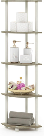 Furinno TURN-N-TUBE Corner Shelf, 5-Tier Corner Bookshelf, Open Storage Shelves - Image 6