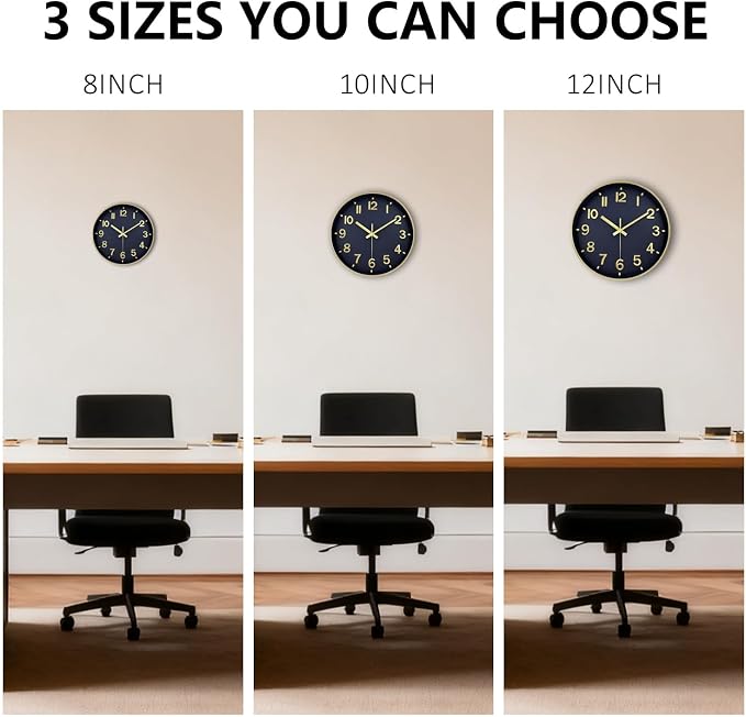 Wall Clock, 8 Inch Wall Clocks Battery Operated, Modern Non Ticking Silent - Image 9