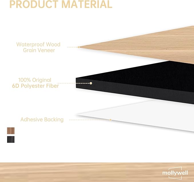 Mollywell Art Acoustic Wall Panels, 24x24 Inch 8 Pack, Wood Veneer, Sound - Image 3