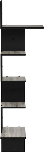 Furinno Rossi Wall Mounted Shelves, 5-Tier Rectangle, French Oak Grey/Black - Image 5