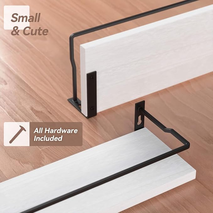RICHER HOUSE White Bathroom Shelves, Small Floating Wall Mounted Shelf - Image 4