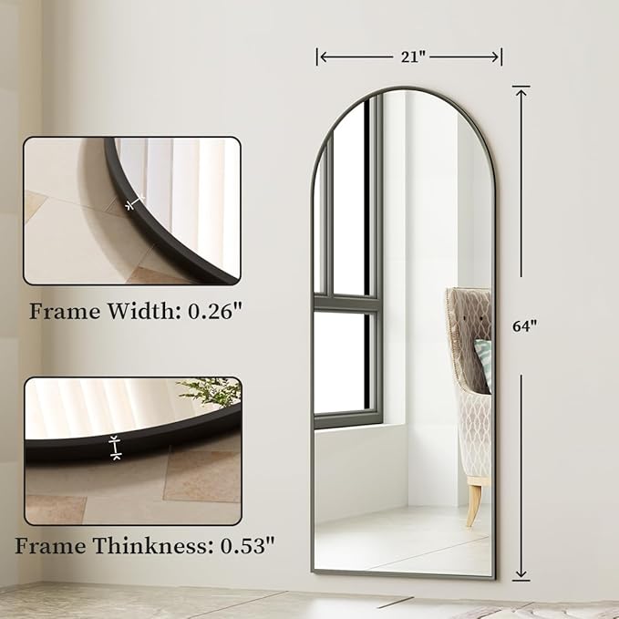 Arched Full Length Mirror, Full Length Wall Mirror Hanging or Leaning - Image 7