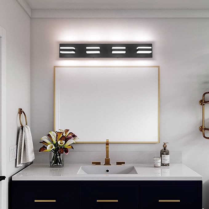 SOLFART Black Bathroom Light Fixtures 4 Lights Bathroom Vanity Light LED - Image 7