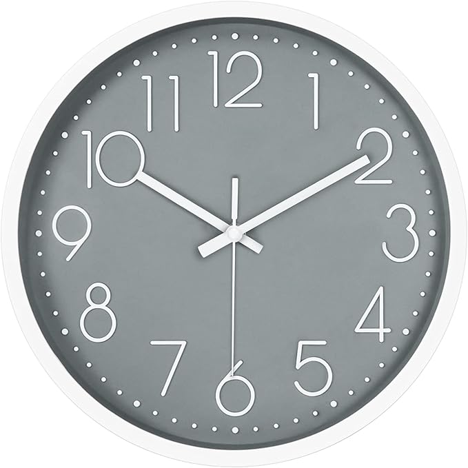 JUSTUP 12in Non-Ticking Wall Clock, Silent Battery Operated Wall Clock by Justup