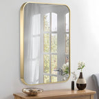 16x24 Inch Gold Bathroom Mirror, Brushed Brass Gold Metal Framed Rectangular - Image 2