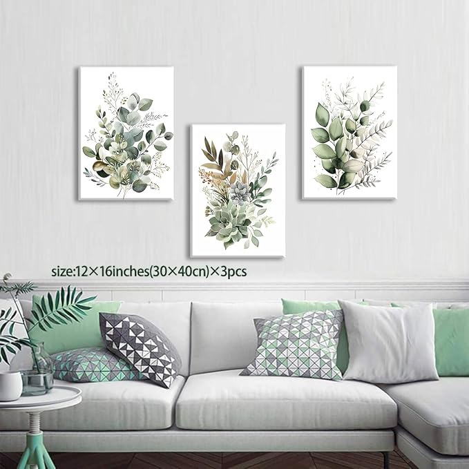 Bwodke Botanical Wall Art Plant Floral Watercolor Canvas Prints Set of 3 Framed - Image 9