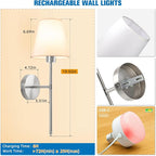 NIORSUN 19.9 inch Battery Operated Wall Sconce Set of 2, Brushed Nickel - Image 7