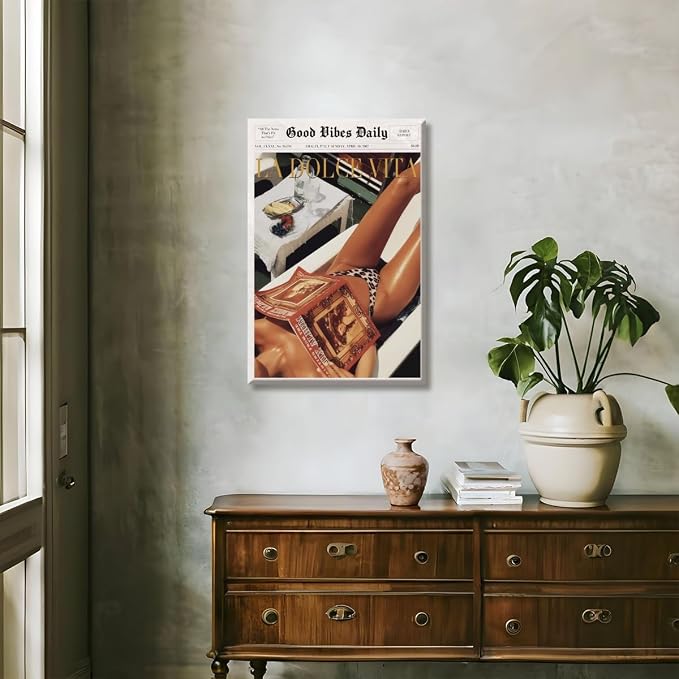 Trendy Newspaper Posters Vintage Good Vibes Daily Wall Art 60s La Dolce Vita - Image 7
