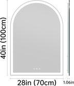 Arched Bathroom Mirror with Lights 28"x40"- Frameless LED Mirror - Image 9