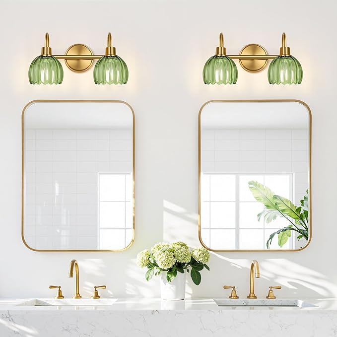 2-Light Bathroom Vanity Light, Brushed Gold Vanity Wall Light Over Mirror - Image 7
