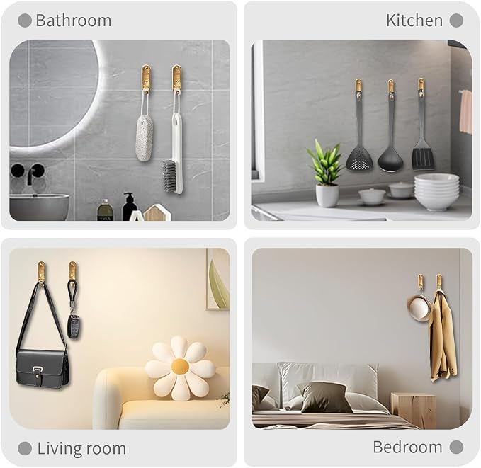 4PCS Folding Coat Hooks, Heavy Duty Wall Hooks Made of Zinc Alloy, Foldable - Image 6