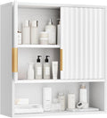 VINGLI White Bathroom Wall Cabinet, Modern Fluted Medicine Cabinet by VINGLI