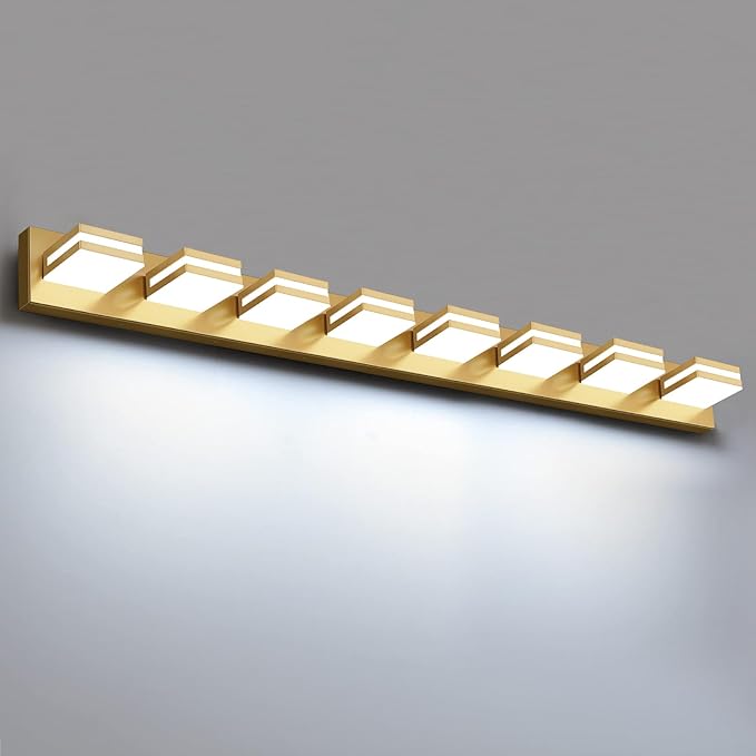 IZORRO LED Modern Bathroom Lights Fixtures, Brushed Glod Acrylic Wall Lighting by IZORRO