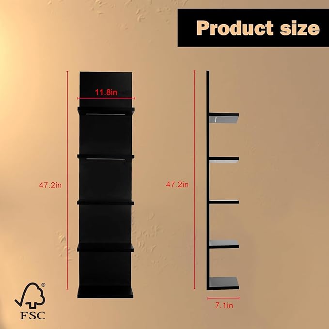 Homaterial 5 Tier Wall Shelf Unit, Wall Mount, Floating Column Home Decor - Image 2