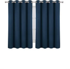 LEMOMO Blackout Curtains 66 x 54 Inch Long Navy Blue Curtains Set of 2 Panels - Image 2