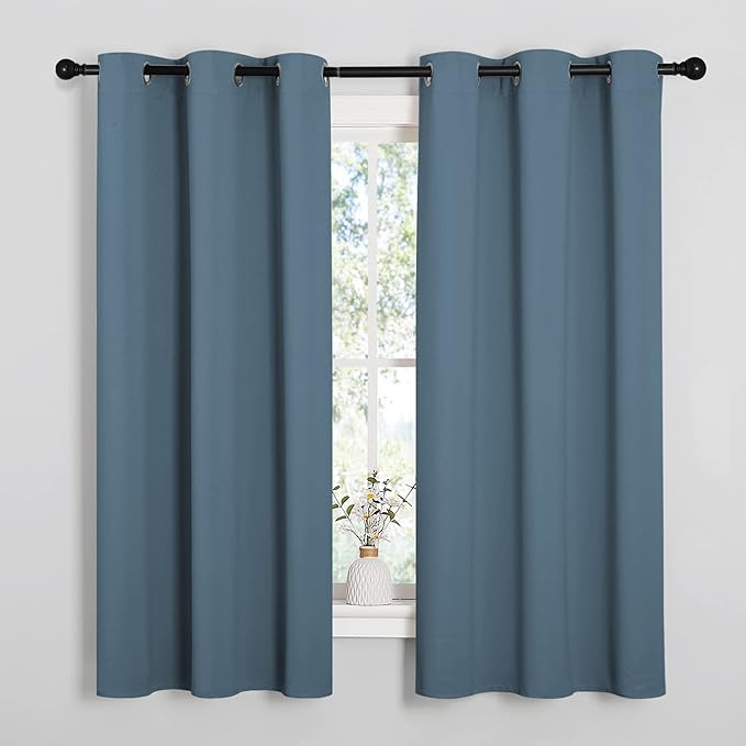 NICETOWN Smoky Blue Blackout Curtains 63 inches Length by NICETOWN
