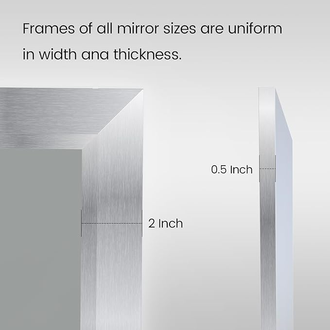 Amorho 72 X36 Inch Bathroom Mirror Silver, Thick Metal Framed Wall Mirrors - Image 4
