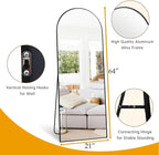 Dewfig Arched Full Length Mirror, Full Body Mirror - Image 3