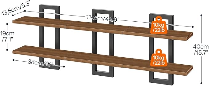 HOOBRO Floating Shelves, 15 Inch Wall Shelf Set of 3, Wall Mounted Storage - Image 2