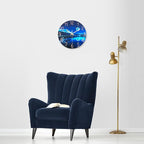 Blue Wall Clock for Bedroom 12 Inch Natural Landscape Round Analog Clock - Image 4