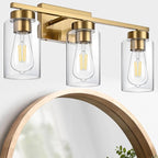 3-Light Bathroom Vanity Light, Modern Brushed Gold Wall Lights - Image 4