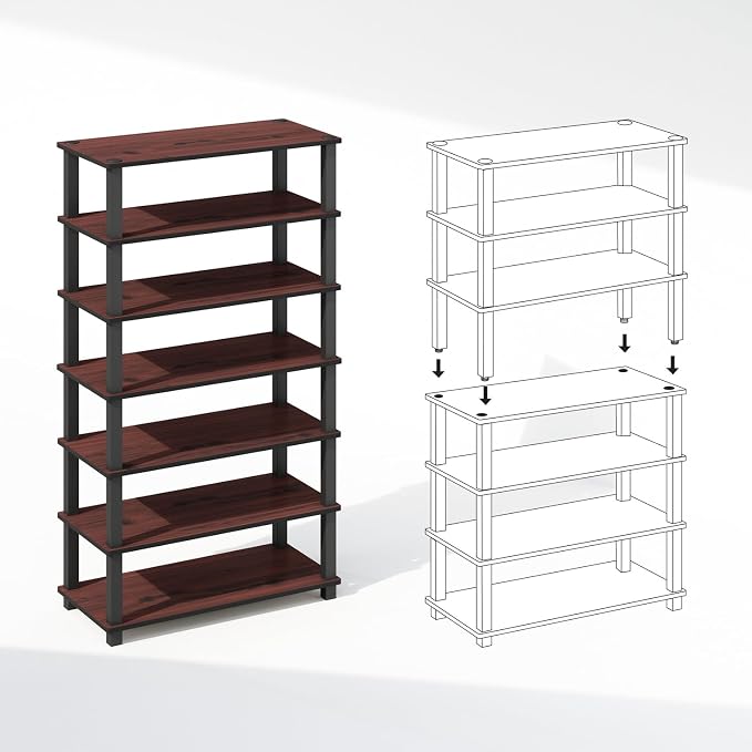Furinno Turn-N-Tube Storage Shelves Set of 2, 4-Tier Stackable Standing Shelf - Image 4