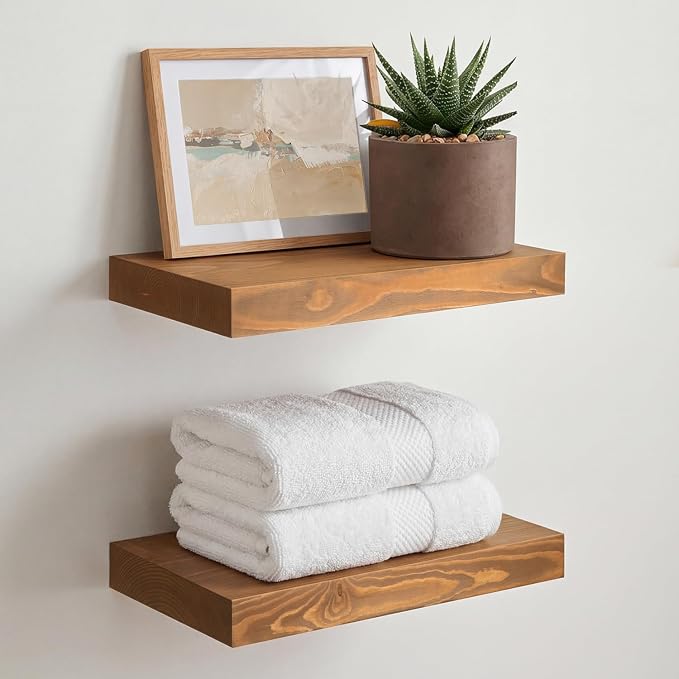 Homeforia 12 inch Golden Oak Floating Shelf, High End Solid Real Wood 12inch by Homeforia