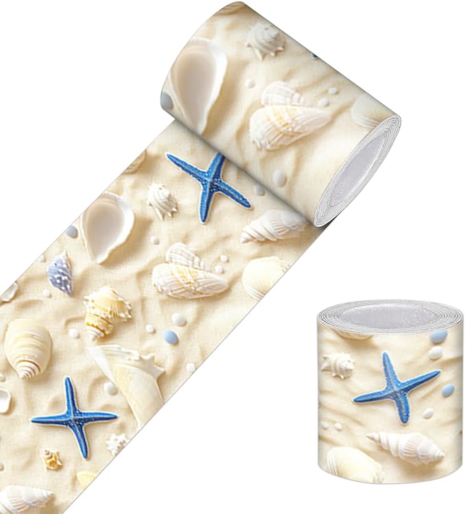 HOMETITUTE Wallpaper Border Peel and Stick Wall Border Sandy Seashell by HOMETITUTE