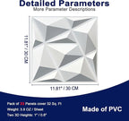 MIX3D 33 Pack 3D Wall Panels, Modern Diamond Textured Design - Image 3
