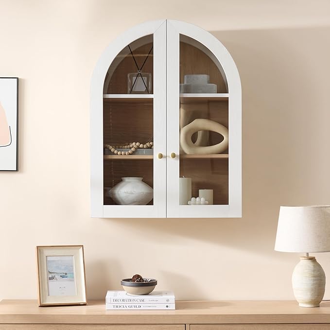 Bathroom Arched Wall Cabinet Over The Toilet Storage Cabinet, 23.6×31.4 Inch - Image 6