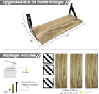 Floating Shelves with Black Metal Brackets Set of 3, Light Wood Wall Bookshelf - Image 3