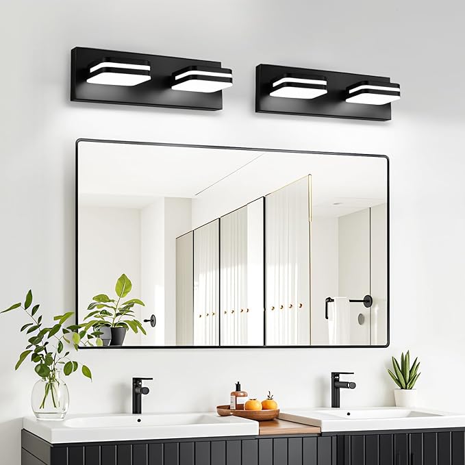360° Rotate LED Bathroom Vanity Light Fixtures, 900LM Acrylic Matte Black - Image 7