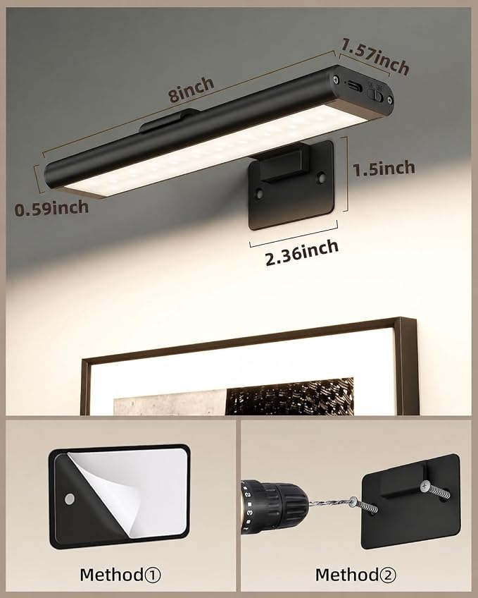 EZVALO Picture Light for Wall, Rechargeable 2400mAh Battery Lights Wireless - Image 3