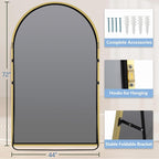 Arched Full Length Mirror with Stand, Extra Large Gold Full Length Body Mirror - Image 7