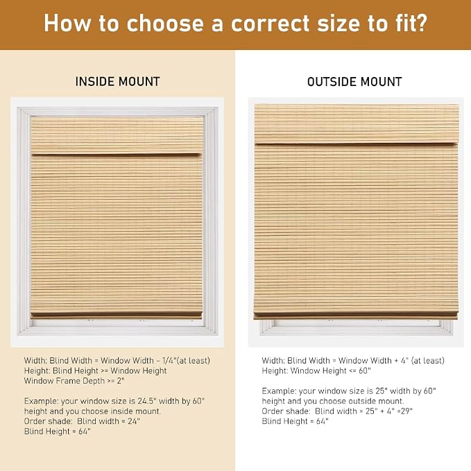 SEEYE Cordless Bamboo Roman Shades, Roll Up Blind Privacy Shade - Image 5