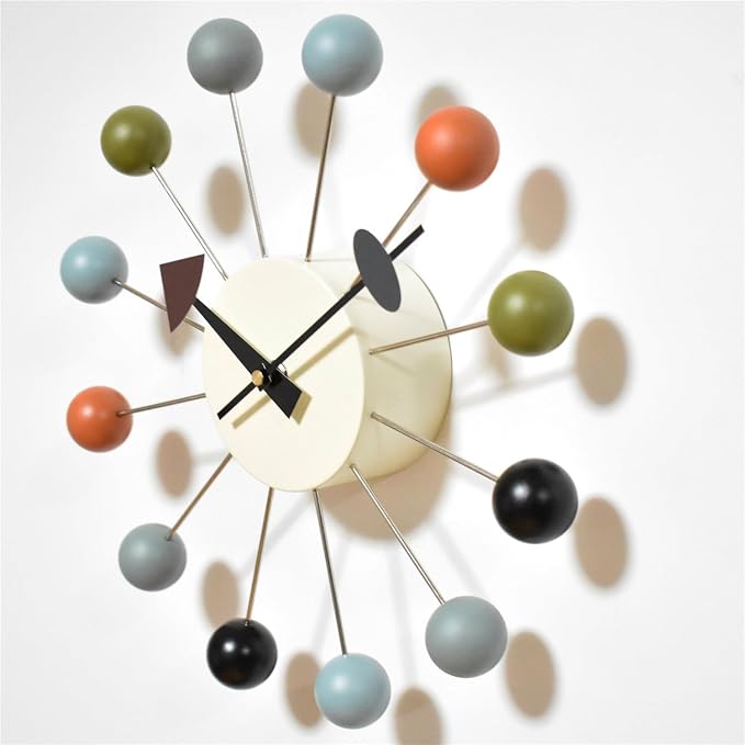 Wood Ball Wall Clock Mid Century Modern Silent Non Ticking Battery Operated 13 - Image 2