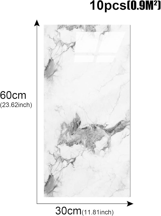 10pcs Thick Marble Peel and Stick Waterproof Wall Panels, Heat-Resistant - Image 4