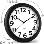 HIPPIH 2 Pack Silent Wall Clock, 10 Inch Non Ticking Quiet Digital Sweep - Image 2