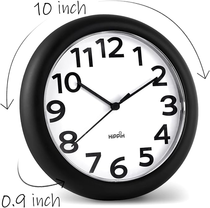 HIPPIH 2 Pack Silent Wall Clock, 10 Inch Non Ticking Quiet Digital Sweep - Image 2