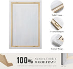 White Framed Blue and Gold Abstract Canvas Wall Art - Image 7