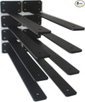 8 Pack - 14 inch Black Hidden L Shelf Bracket Iron Floating Shelf Brackets by MHMYDZ