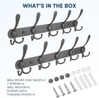 TICONN Wall Mounted Coat Rack, Five Heavy Duty Tri Hooks All Metal Construction - Image 5
