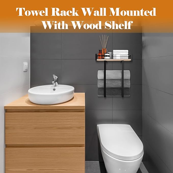 Xstydes Towel Racks for Bathroom Wall Mounted, Metal Towel Holder - Image 4