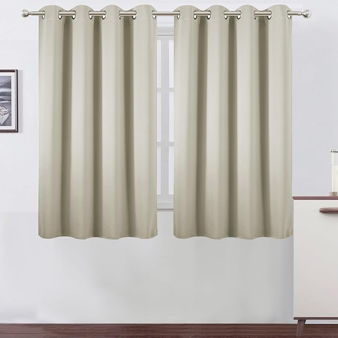 LEMOMO Blackout Curtains 66 x 54 Inch Long Light Beige Curtains Set of 2 Panels by Lemomo