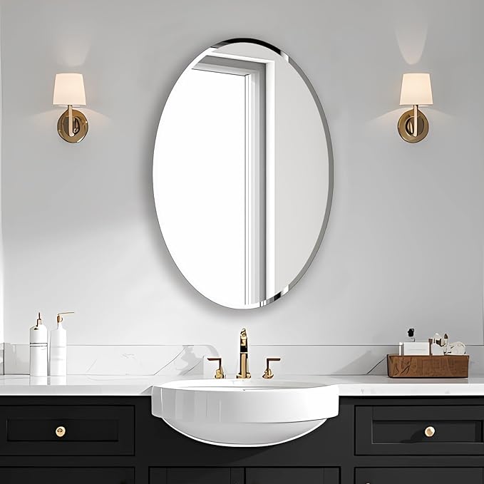 Frameless Oval Mirror, Bathroom Mirror by Ruomeng