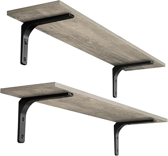 DINZI LVJ Long Wall Shelves, 31.5 Inch Wall Mounted Shelves Set of 2, by DINZILVJ
