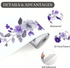 Purple Floral Wallpaper Border 196x4 Inch Peel and Stick Wall Border Self - Image 9