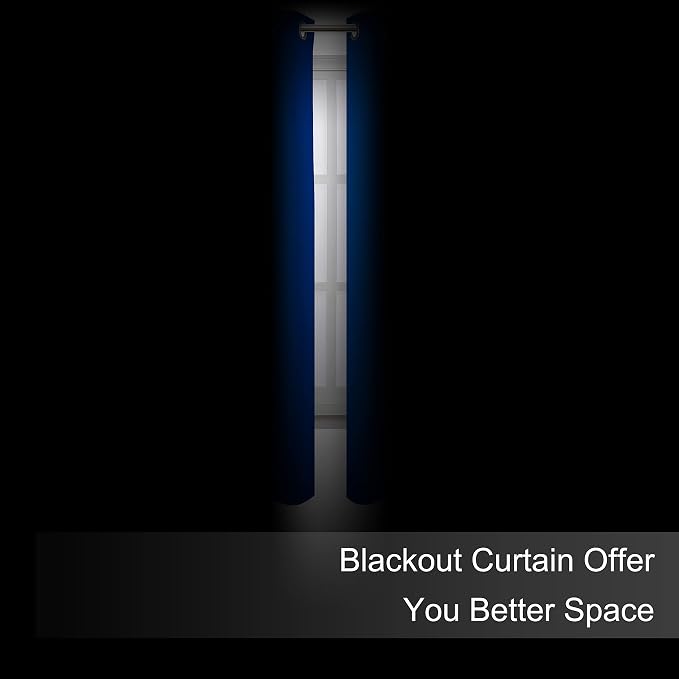 LEMOMO Royal Blue Thermal Blackout Curtains/42 x 72 Inch/Set of 2 Panels Room - Image 3
